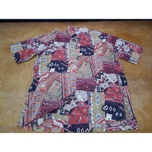 Vintage REYN SPOONER Pullover Short Sleeved Shirt Tribal Native Design‎ Sz XL